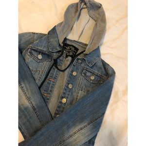 SALE! Jean jacket w hoodie